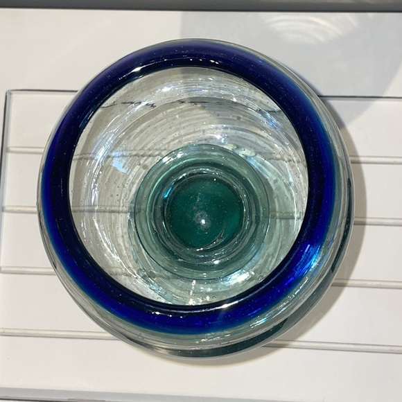 XL Mexican hand blown stemmed margarita glass. Cobalt blue trim. Jumbo - Picture 3 of 4